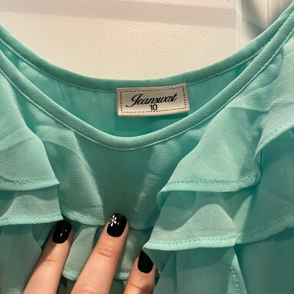 Aqua Ruffle Dress - Picture 2 of 4